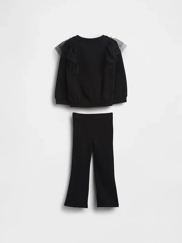 Ensemble pour bébé & enfant : sweat-shirt en tulle et legging évasé en maille côtelée