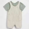 Ensemble pour bébé : salopette courte en lin et coton