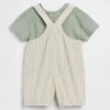 Ensemble pour bébé : salopette courte en lin et coton