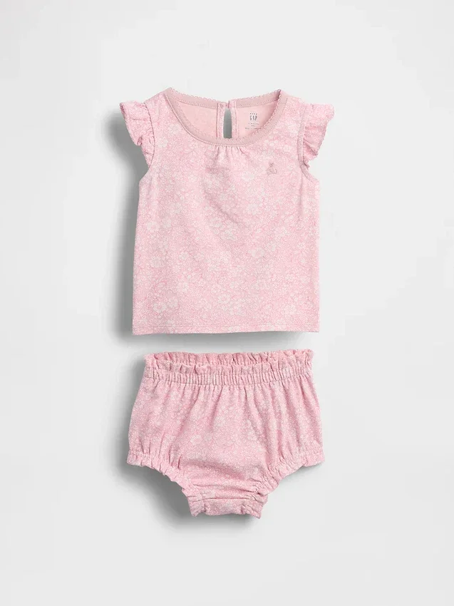 Ensemble pour bébé à volants et motif floral