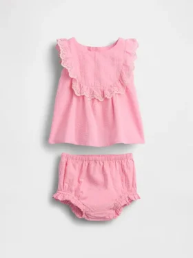 Ensemble pour bébé à volants et œillets