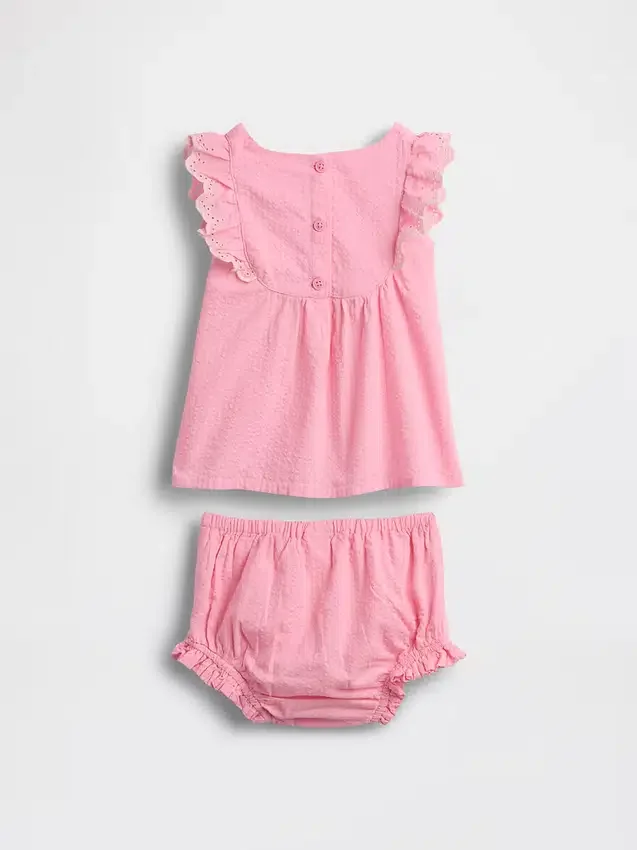 Ensemble pour bébé à volants et œillets