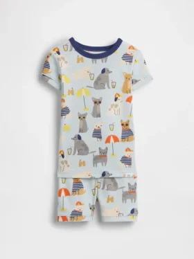 Ensemble pyjama court « Beach Dogs » en coton brossé bio pour Bébé & Enfant