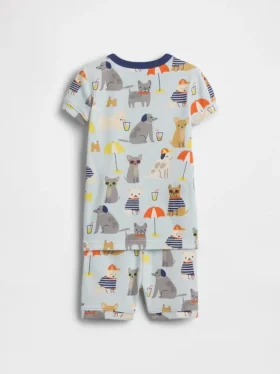 Ensemble pyjama court « Beach Dogs » en coton brossé bio pour Bébé & Enfant