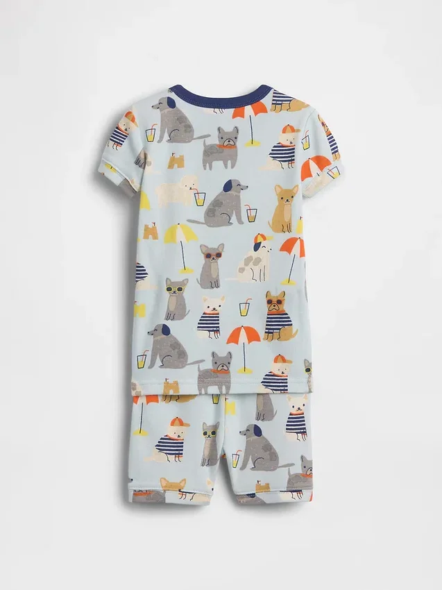 Ensemble pyjama court « Beach Dogs » en coton brossé bio pour Bébé & Enfant