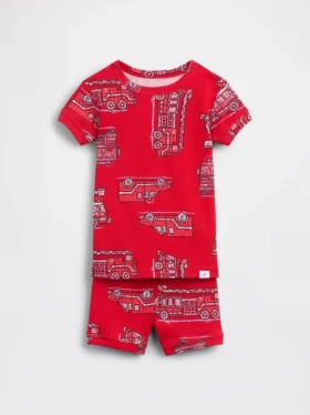 Ensemble pyjama court en coton brossé bio « Camion de pompiers » pour Bébé & Enfant