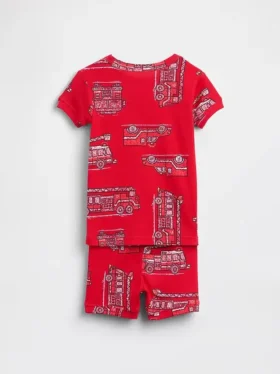 Ensemble pyjama court en coton brossé bio « Camion de pompiers » pour Bébé & Enfant