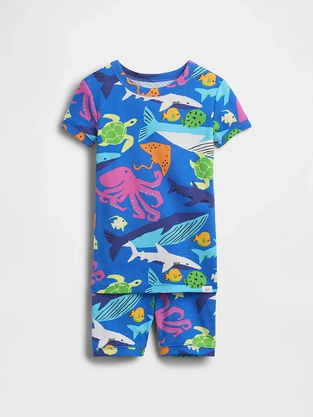 Ensemble pyjama court en coton brossé bio « Créatures marines » pour Bébé & Enfant