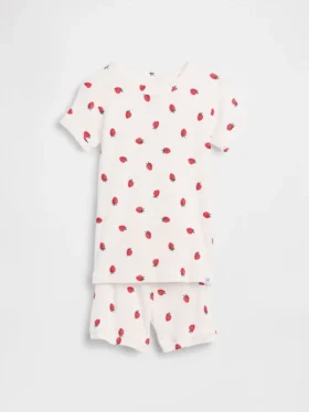 Ensemble pyjama court en coton brossé bio « Fraise » pour Bébé & Enfant