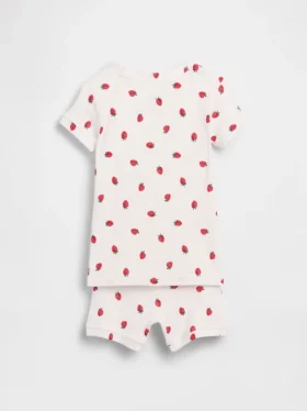 Ensemble pyjama court en coton brossé bio « Fraise » pour Bébé & Enfant