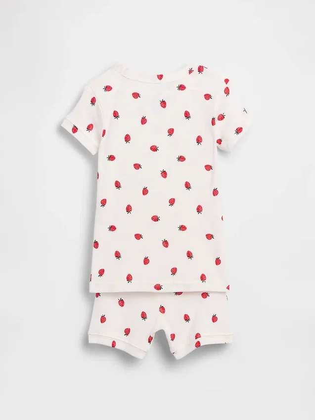 Ensemble pyjama court en coton brossé bio « Fraise » pour Bébé & Enfant