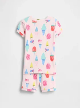 Ensemble pyjama court en coton brossé bio « Glaces » pour Bébé & Enfant