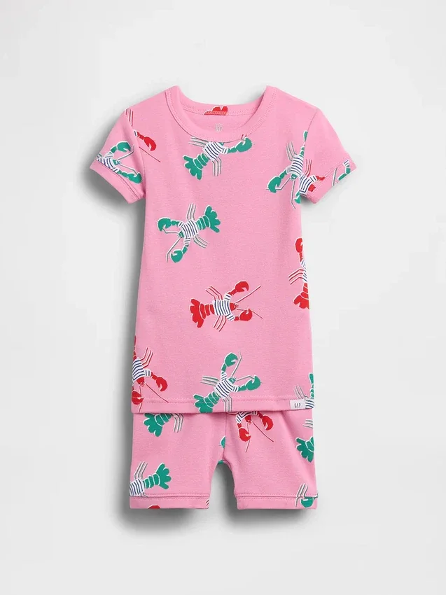 Ensemble pyjama court en coton brossé bio « Homard » pour Bébé & Enfant