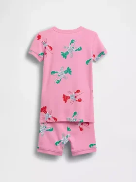 Ensemble pyjama court en coton brossé bio « Homard » pour Bébé & Enfant