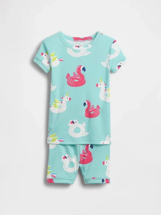 Ensemble pyjama court en coton brossé bio pour Bébé & Enfant, imprimé « Pool Float »