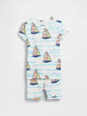 Ensemble pyjama court en coton brossé bio pour Bébé & Enfant, motif voilier