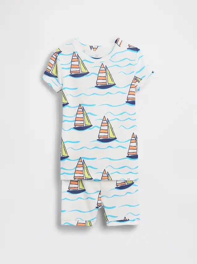 Ensemble pyjama court en coton brossé bio pour Bébé & Enfant, motif voilier