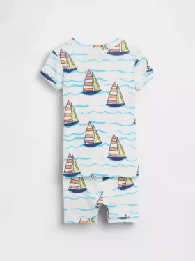 Ensemble pyjama court en coton brossé bio pour Bébé & Enfant, motif voilier