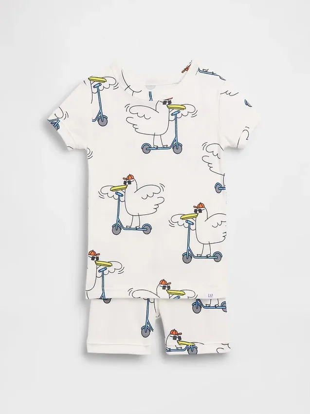 Ensemble pyjama court en coton brossé bio « Scooter Seagull » pour Bébé & Enfant