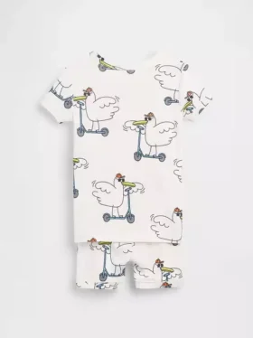Ensemble pyjama court en coton brossé bio « Scooter Seagull » pour Bébé & Enfant
