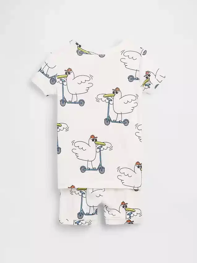 Ensemble pyjama court en coton brossé bio « Scooter Seagull » pour Bébé & Enfant
