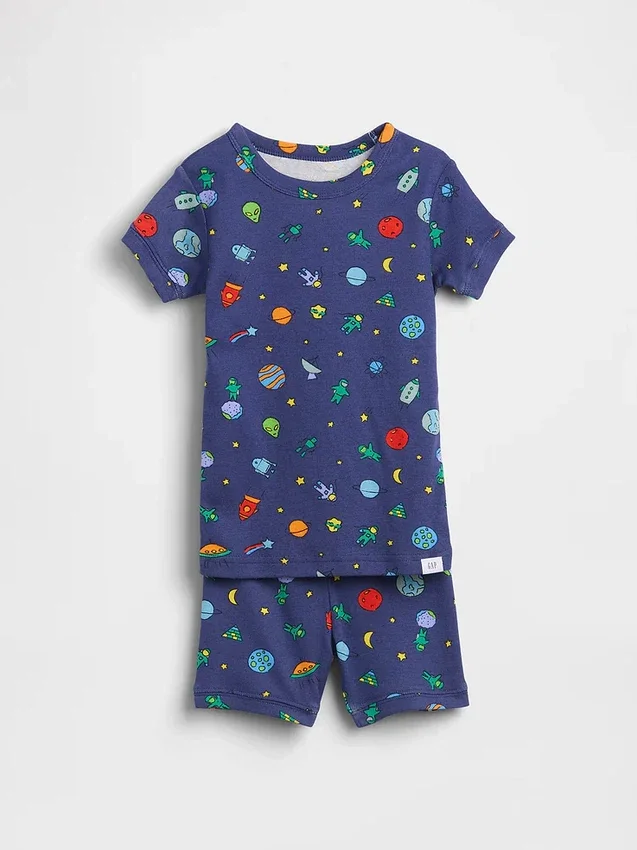 Ensemble pyjama court en coton brossé bio « Space Aliens » pour Bébé & Enfant