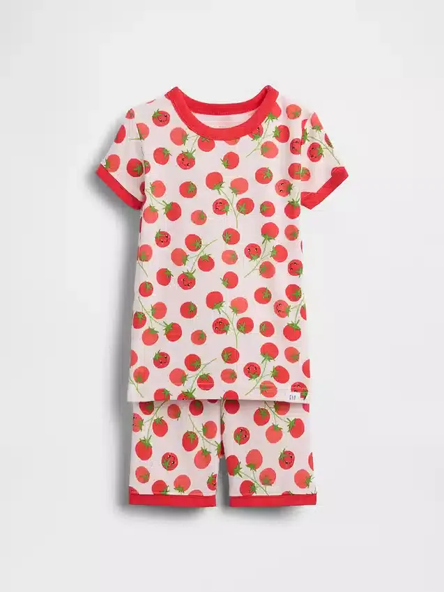 Ensemble pyjama court en coton brossé bio « Tomate » pour Bébé & Enfant