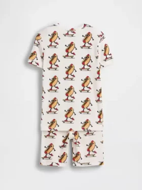 Ensemble pyjama court pour enfant en coton brossé bio « Hot Dog »