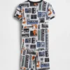 Ensemble pyjama court pour enfant en coton brossé bio sur le thème de la musique