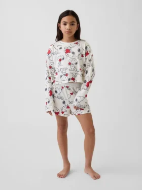 Ensemble pyjama court Snoopy en tissu recyclé pour enfants
