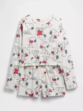 Ensemble pyjama court Snoopy en tissu recyclé pour enfants