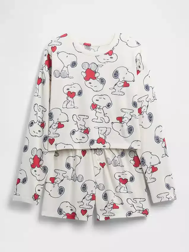 Ensemble pyjama court Snoopy en tissu recyclé pour enfants