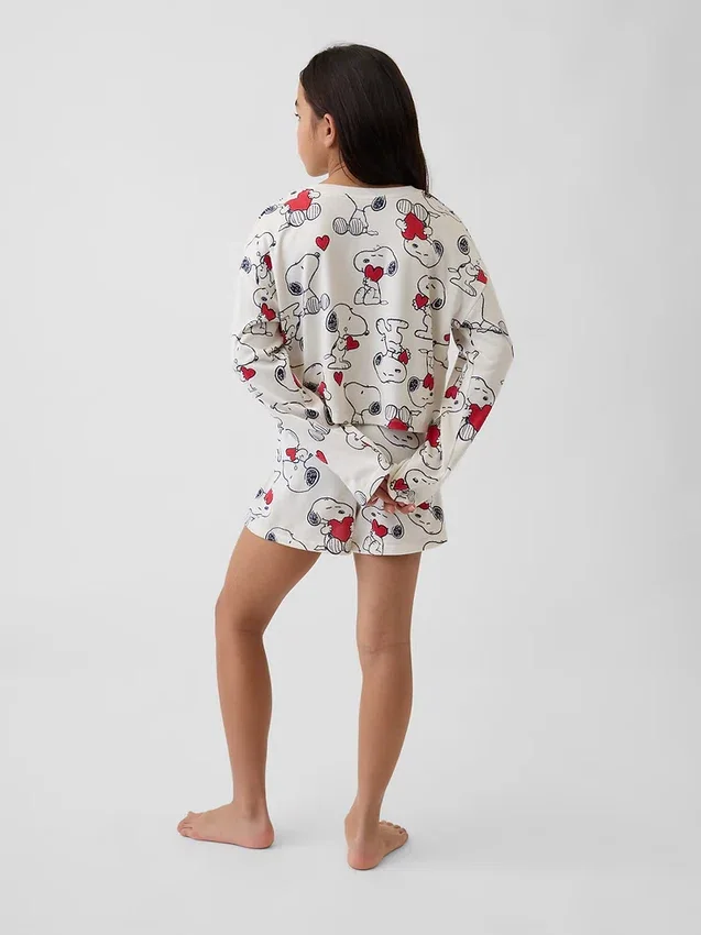 Ensemble pyjama court Snoopy en tissu recyclé pour enfants