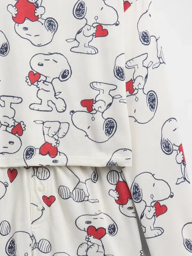 Ensemble pyjama court Snoopy en tissu recyclé pour enfants