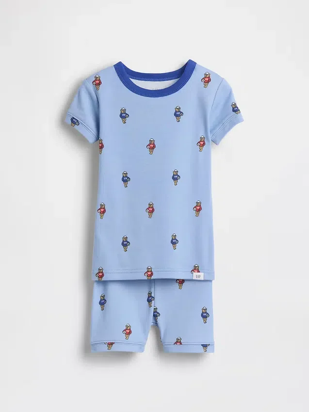 Ensemble pyjama court « Soccer Bear » en coton brossé bio pour Bébé & Enfant