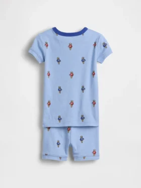 Ensemble pyjama court « Soccer Bear » en coton brossé bio pour Bébé & Enfant
