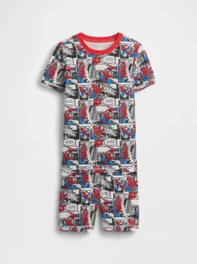 Ensemble pyjama court Spider-Man pour enfant en coton brossé bio