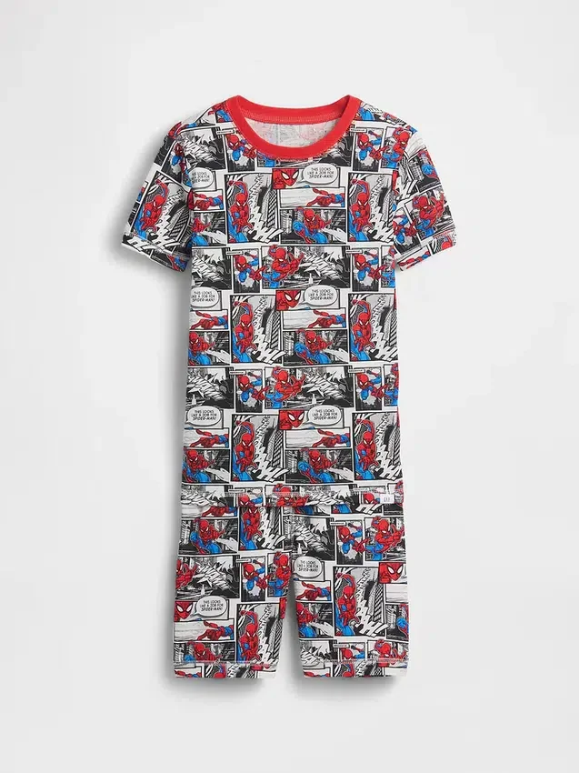 Ensemble pyjama court Spider-Man pour enfant en coton brossé bio