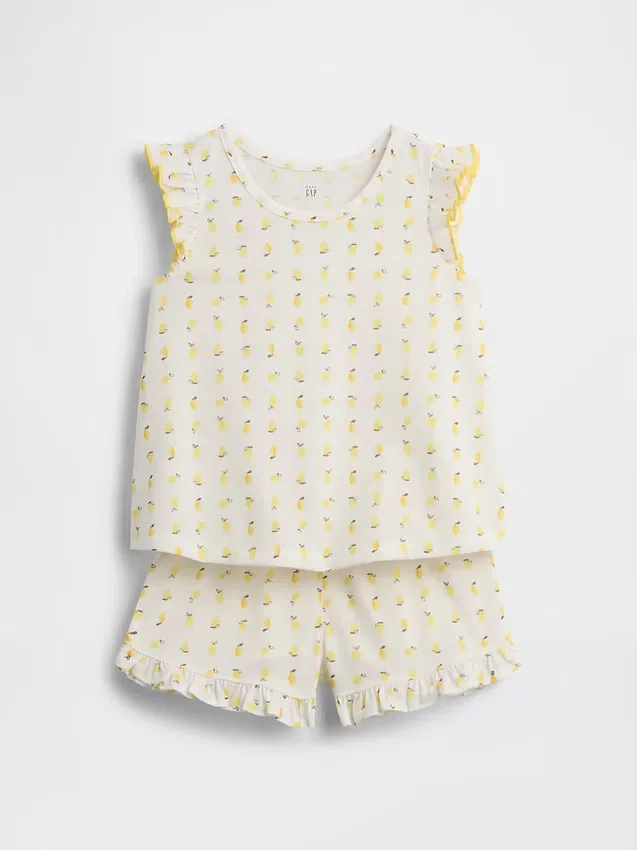 Ensemble pyjama court à volants et motifs de fruits en tissu recyclé pour Bébé & Enfant