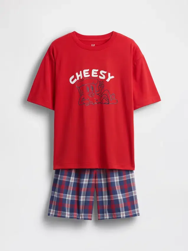 Ensemble pyjama oversize pour enfant en tissu recyclé avec Shorts