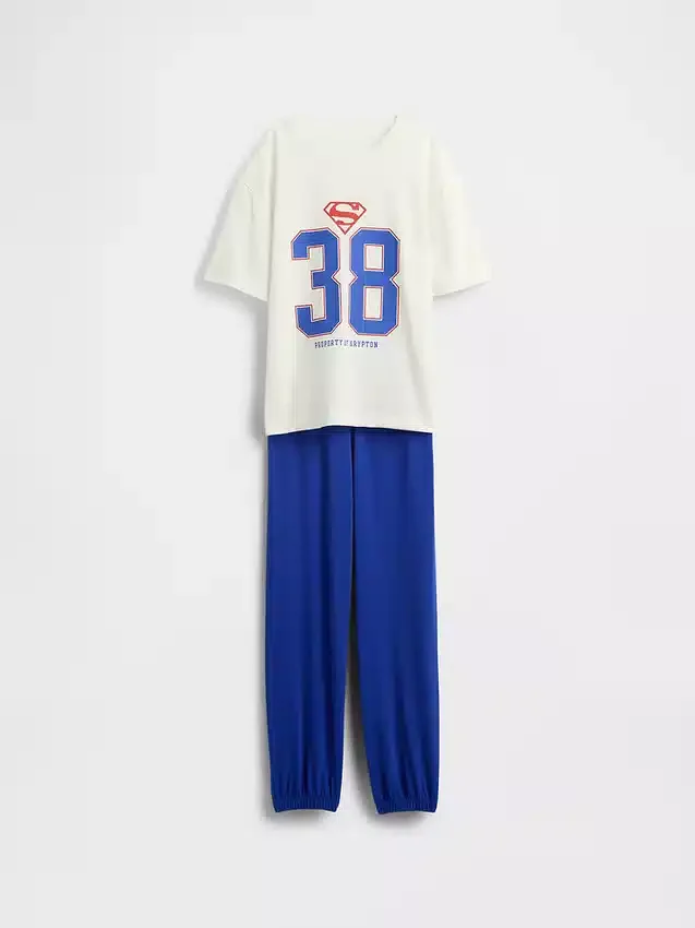 Ensemble pyjama oversize pour enfant Superman avec pantalon de jogging en tissu recyclé
