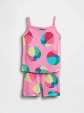 Ensemble pyjama pour Bébé & Enfant en coton brossé bio : débardeur et short « Beach Ball »