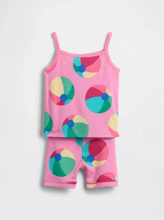Ensemble pyjama pour Bébé & Enfant en coton brossé bio : débardeur et short « Beach Ball »