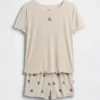 Ensemble pyjama pour enfant avec short à côtes recyclé et ours Brannan