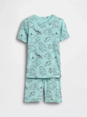 Ensemble pyjama pour enfant en coton brossé bio avec motif « carte de pirate »
