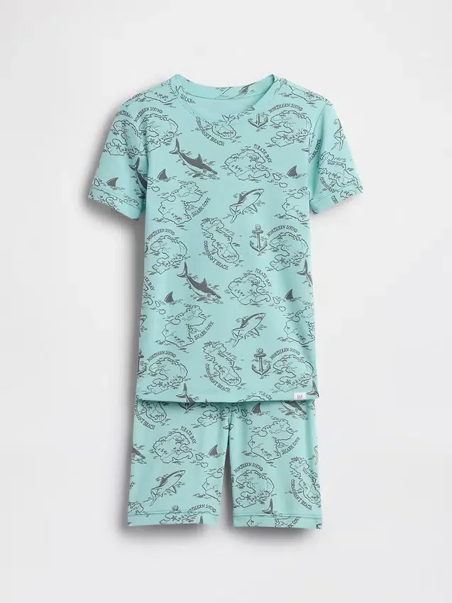 Ensemble pyjama pour enfant en coton brossé bio avec motif « carte de pirate »