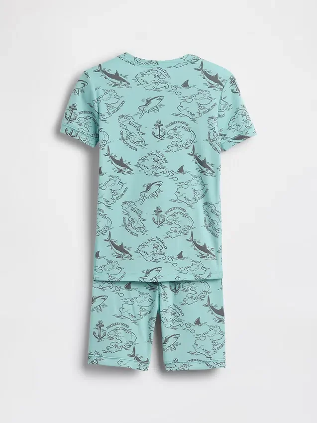 Ensemble pyjama pour enfant en coton brossé bio avec motif « carte de pirate »