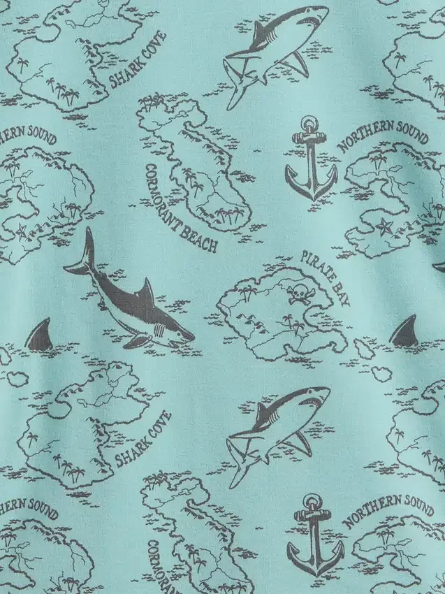 Ensemble pyjama pour enfant en coton brossé bio avec motif « carte de pirate »