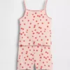 Ensemble pyjama pour enfant en coton brossé bio : caraco et shorts