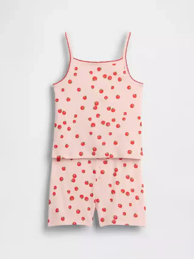 Ensemble pyjama pour enfant en coton brossé bio : caraco et shorts